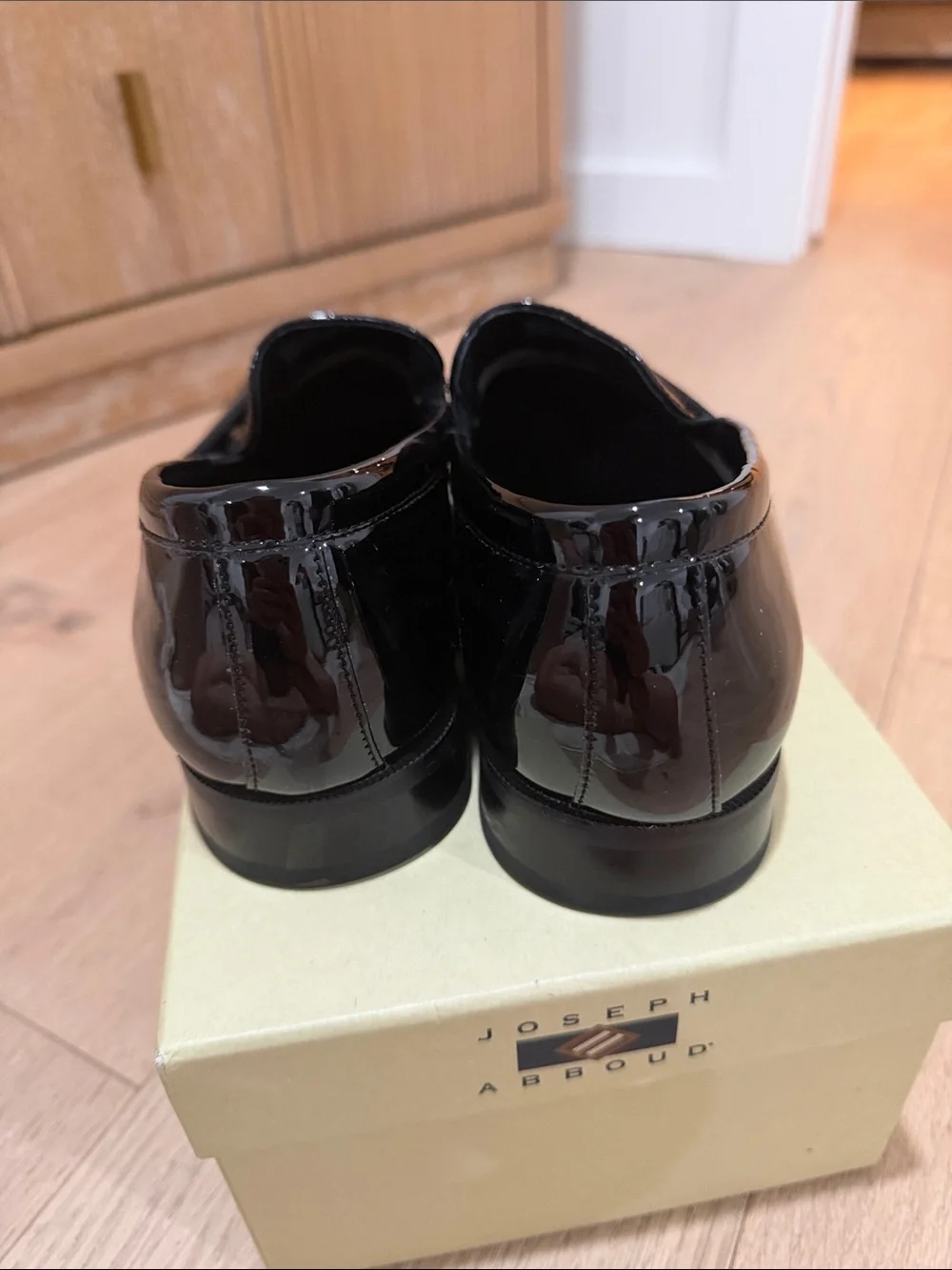 Joseph Abboud Black Patent Slip-On Loafers with Elastic Strap